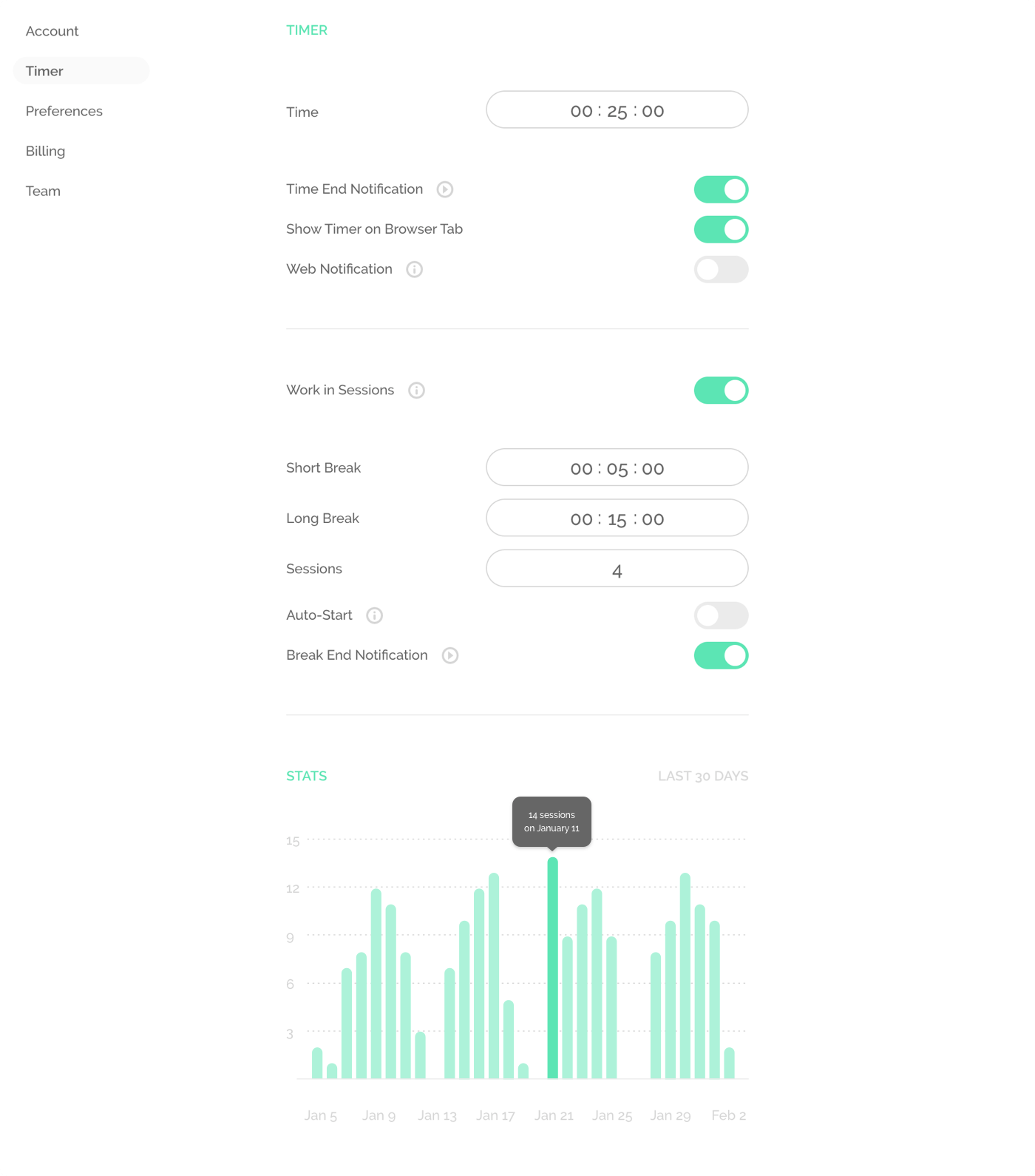 Noisli Timer Settings